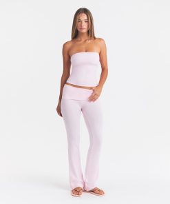 COTTON JERSEY FOLDOVER PANT | CHERRY BLOSSOM ON A MODEL FRONT VIEW @ | FOCUS: 0.0, 1.0, 0.9