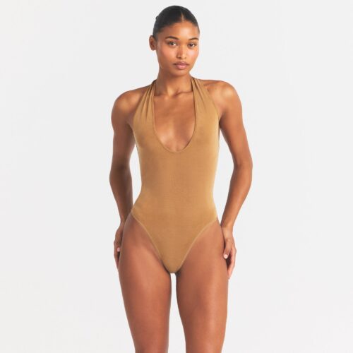 CUPRO JERSEY HALTER BODYSUIT