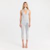 CUPRO JERSEY HALTER BODYSUIT | PEARL ON A MODEL FRONT VIEW @ | FOCUS: 0.0, 1.0, 0.9