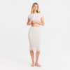 RIB KNIT LACE MIDI SKIRT | EGRET ON A MODEL FRONT VIEW @ | FOCUS: 0.0, 1.0, 0.9