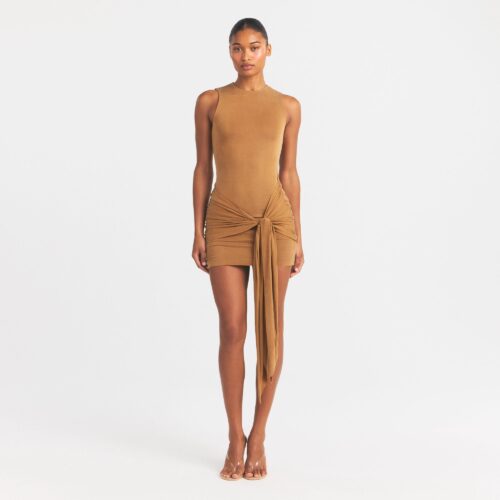 CUPRO JERSEY WRAP MINI DRESS