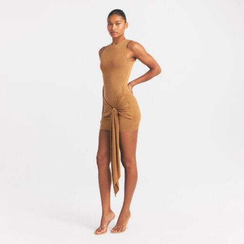 CUPRO JERSEY WRAP MINI DRESS