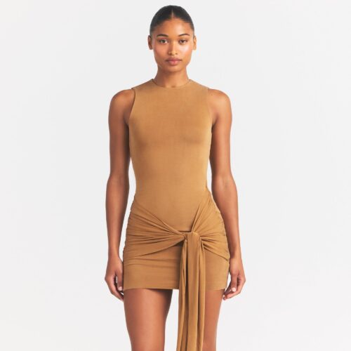CUPRO JERSEY WRAP MINI DRESS
