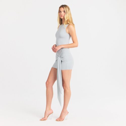 CUPRO JERSEY WRAP MINI DRESS