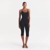 SMOOTH LAYERS CAPRI CATSUIT | OBSIDIAN ON A MODEL FRONT VIEW @ | FOCUS: 0.0, 1.0, 0.9