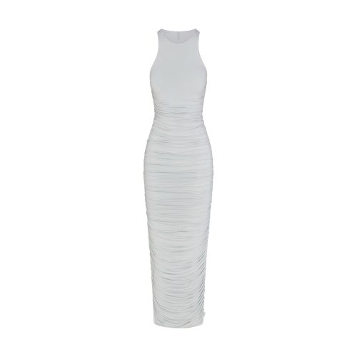 CUPRO JERSEY RUCHED LONG DRESS