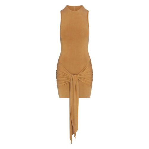 CUPRO JERSEY WRAP MINI DRESS
