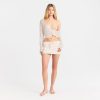 SLINKY KNIT DEEP PLUNGE TOP | BUFF ON A MODEL FRONT VIEW @ | FOCUS: 0.0, 1.0, 0.9